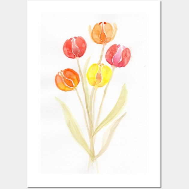 Watercolour Tulips Wall Art by Quatern